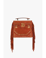 Balmain x Netflix - Fringed terracotta suede B-Buzz 23 bag