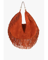 Balmain x Netflix - Fringed terracotta suede maxi Hobo bag