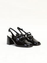 Black patent leather Mary Janes