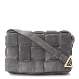 Bottega Veneta PADDED CASSETTE Shoulder Bag in Blue Grey Suede