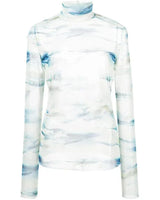 Charli Watercolor Jersey Mesh Turtleneck Top