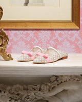 MARGUERITE Mesh FLAT with Pink Velvet Bow