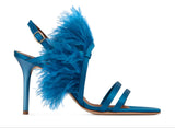 SONIA 85MM Blue Feather Heeled Sandals