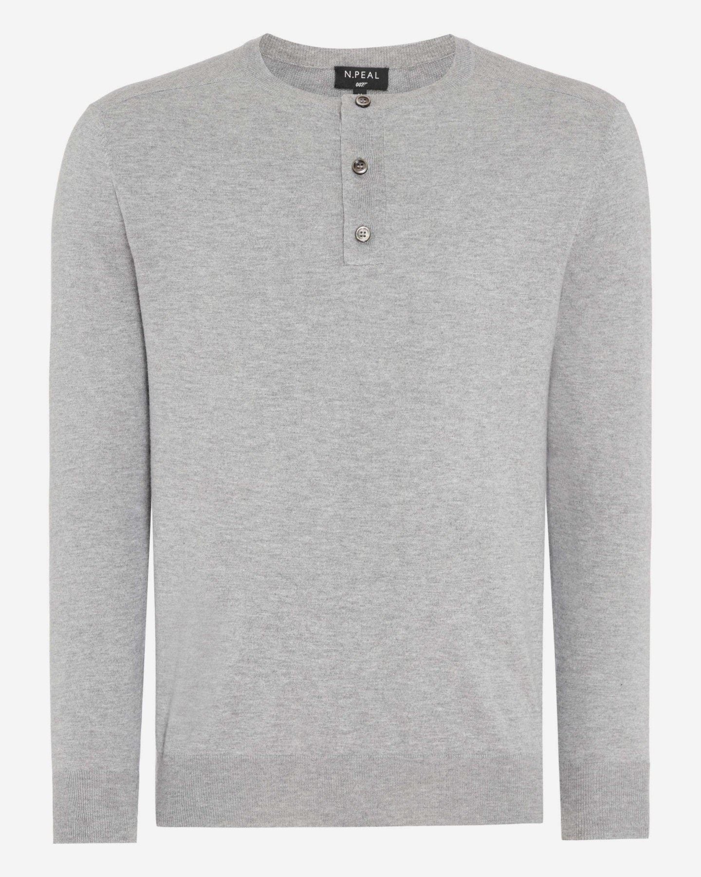 007 ROUND NECK HENLEY IN LIGHT GREY