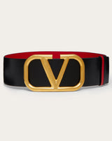 REVERSIBLE VLOGO SIGNATURE BELT IN SHINY CALFSKIN 70 MM Black/Red